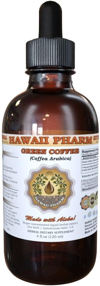 HawaiPharm Green Coffee Liquid Extract, Green Coffea (Coffea Arabica) Bean Powder tinktura dodatek 2 oz