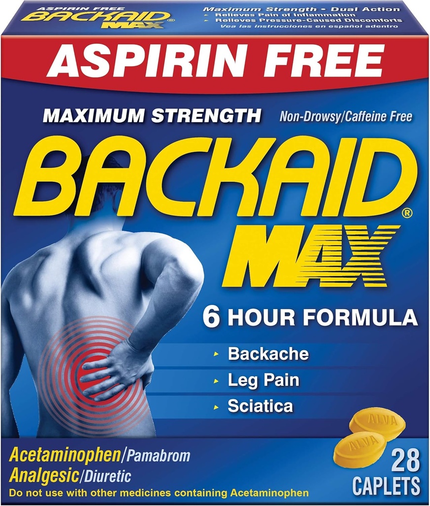 Backaid Max Relief Caplet, 28 Počet (balení po 6)