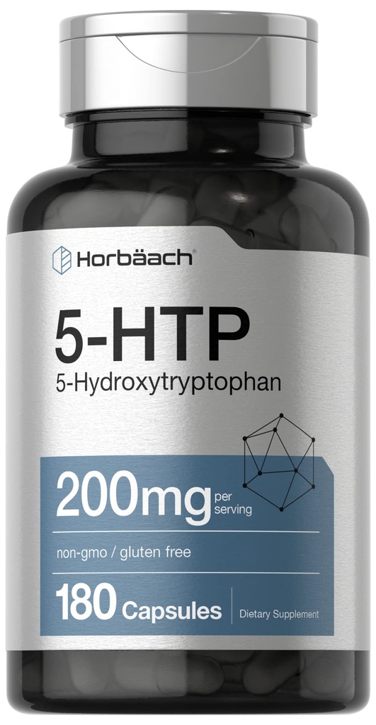 Horbäach 5HTP 200mg dodatek 124; 180 Kapsle 124; 5 Hydroxytryptofan 124; Griffonia Simplicifolia 124; Extra Streng124; Non- GMO, gluten zdarma