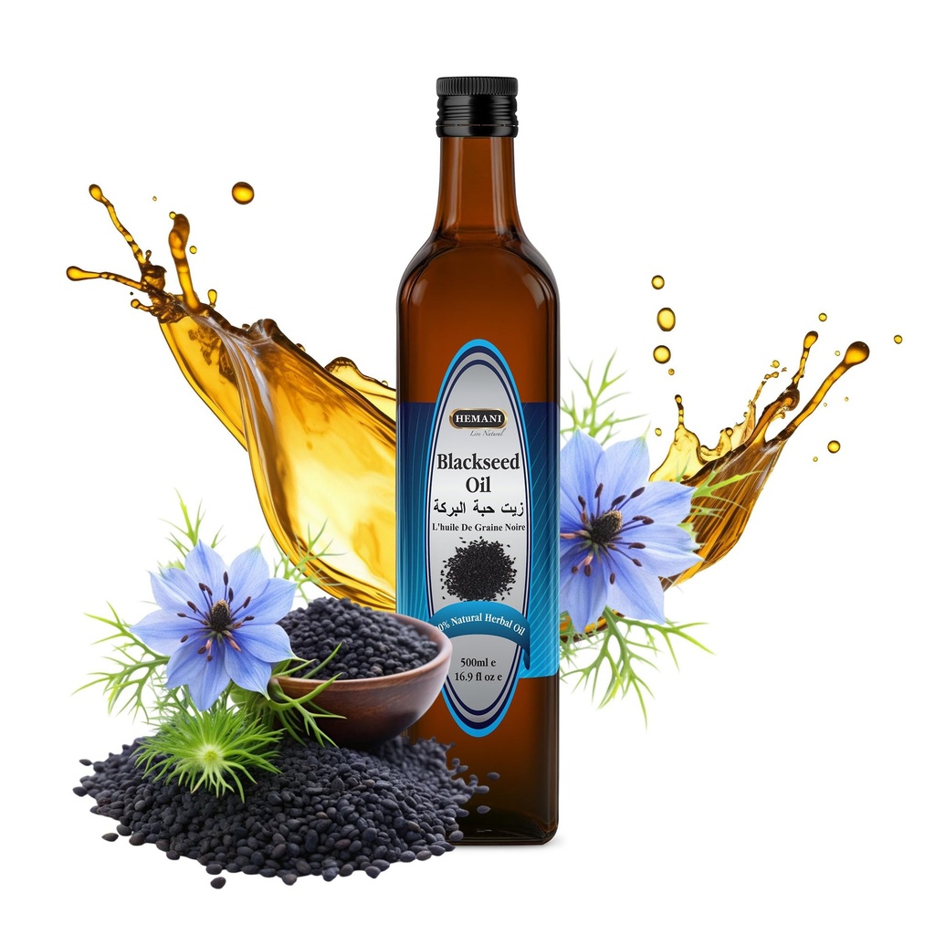 Hemani Black Seed Oil Cold Pressed 16.91 Oz I 500ML I 100% přírodní I Solvent Free I AKA Nigella Sativa I Kalonji I černý kmín semínko olej