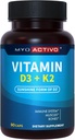Vitamin D3 K2 dodatek 5000 IU & 200 mcg - vysoká absorpce D3, patentovaná MK7 & MK4, srdeční zdraví, imunitní podpora, 90 vegetariánských kapslí