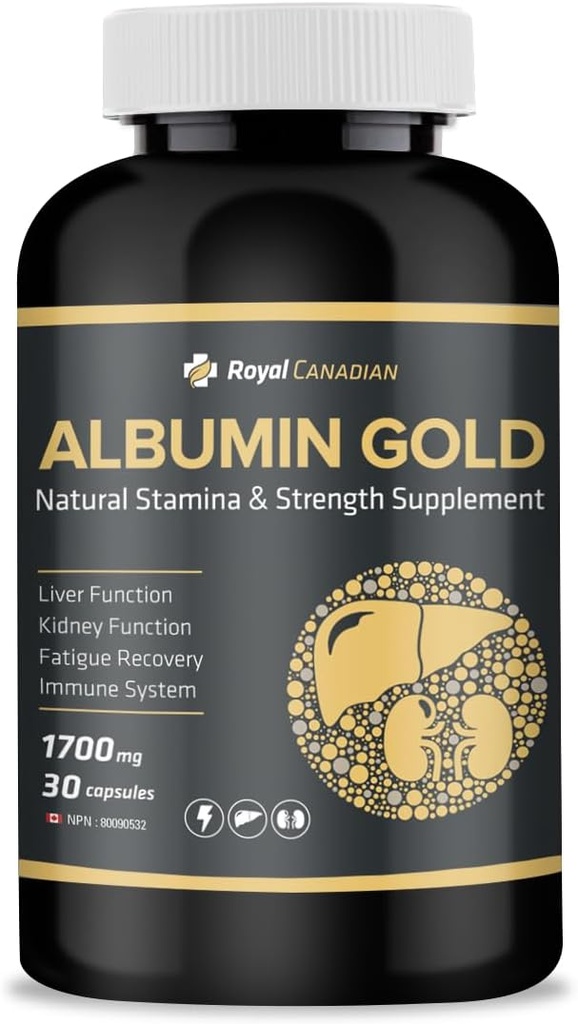Royal Canadian Albumin Gold 1700mg PHAR124; Jaterní funkce PHAR124; Funkce ledvin PHAR124; Únava Recovery PHAR124; imunitní systém (30 x 1700mg tobolky)