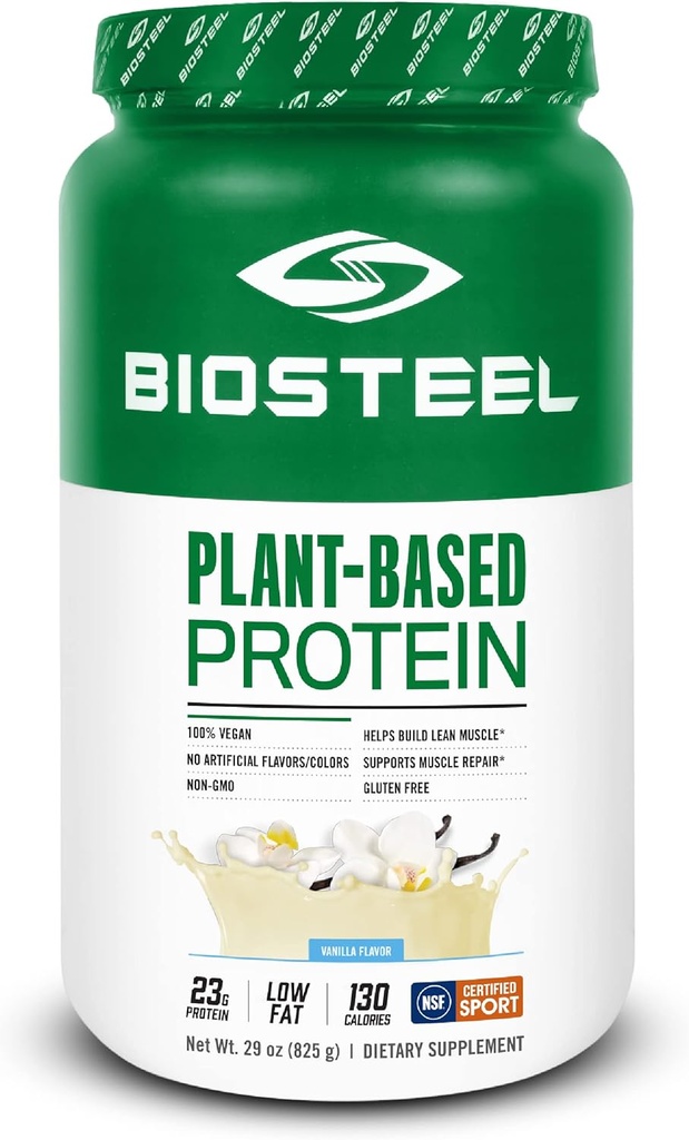BioSteel Vegan Protein Powder - Vanilla, NSF pro sport, 1,8 lbs, 22g Protein, 25 Servings - Plant Based Protein Powder with Brown Rice, Pea & Pumpkin Seed - Premium Plant Protein Powder