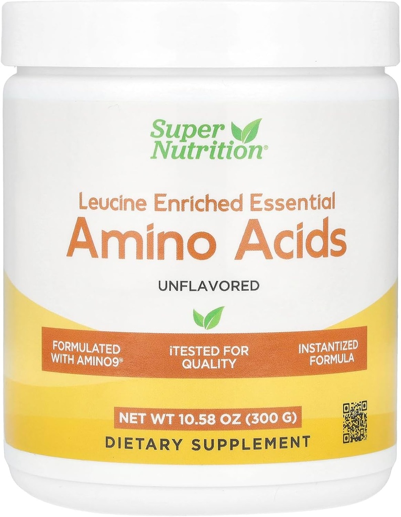 SuperNutriční leucin obohacený esenciální aminokyseliny s L- leucinem, L- lysin, L- threonin a L- isoleucin, bez příchutí, 10.58 oz (300 g)