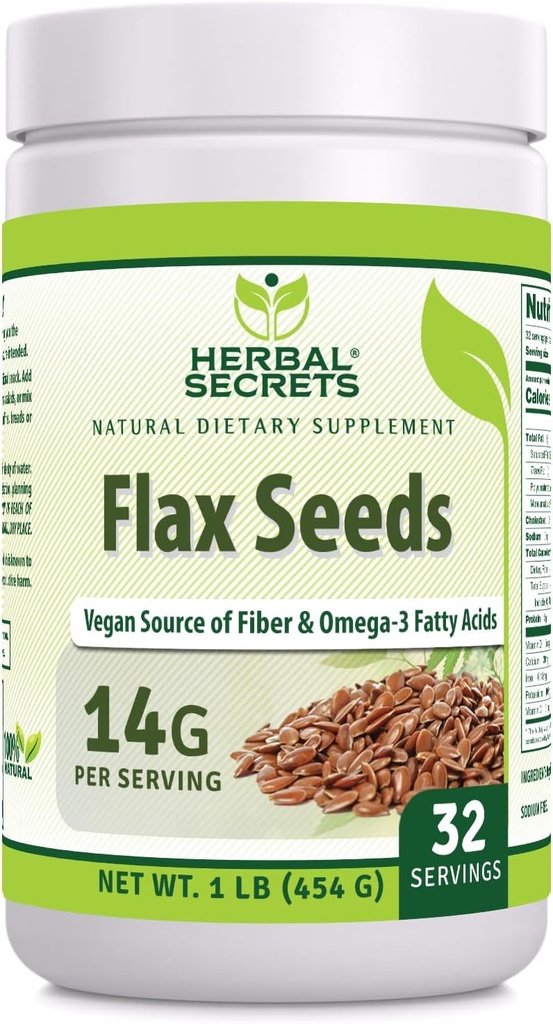 Herbal Secrets Organic All Flax Seeds Supplement 124; 14 G Per Serving OR 124; Raw Vegan OF 124; Non-GMO OF 124; Gluten- Free OF 124; Made in USA (1 balení, 1 Lb)