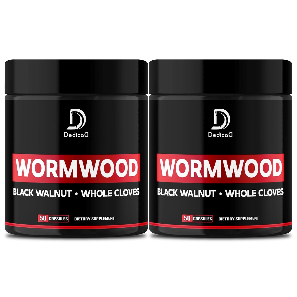 Wormwood Kapsle - 12 Byliny míchané černý vlašský ořech, hřebíček, zázvor, kurkuma, Skořice, Apple, Quassia - 2 balení 50 Kapsle
