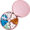 Metal Pill Organizátor 7 Compartments Pill Dispenser - Heavy Duty Pill Box Waterproof Pill Container Large Daily Pill Case Medicine Holder pro léky Vitamíny Rybí oleje doplňky, 0.39lb (růžová)