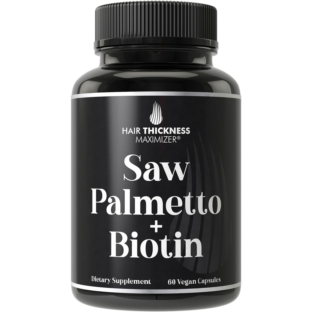 Saw Palmetto + Biotin Advanced 2- in-1 Combo pro růst vlasů. Vegan Kapsle Dodatek s přírodní pilu Palmetto Extract + 10000mcg Biotin. Ztráta vlasů a regrowth pilulky pro muže a ženy. DHT blokování