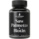 Saw Palmetto + Biotin Advanced 2- in-1 Combo pro růst vlasů. Vegan Kapsle Dodatek s přírodní pilu Palmetto Extract + 10000mcg Biotin. Ztráta vlasů a regrowth pilulky pro muže a ženy. DHT blokování