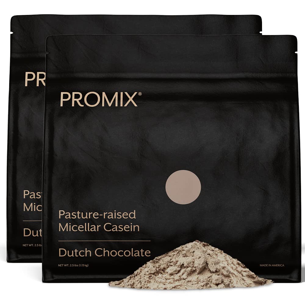 ProMix Nutrition Kasein Protein Powder - Grass- Fed, Pasture Raised, Slow Release 25g Micelar Casein - 5.4g BCAAs gluten Free, Sugar Free, Soy Free - Chocolate, 5lb