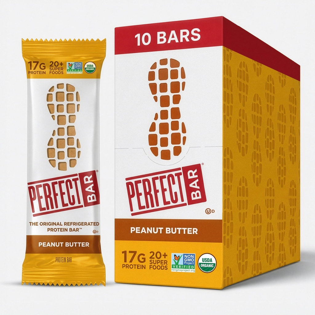 Perfektní bar, arašídové máslo protein Bar, High Protein, Organic, gluten Free, Soy Free, Non GMO, No Cukr Alkoholy, 2.5 Ounce Bar, 10 Počet