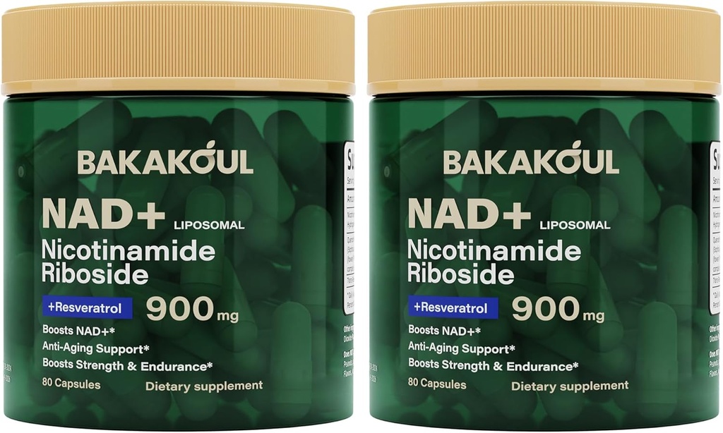 Dodatek NAD - Lipozomální nikotinamid Ribosid, Resveratrol, Quercetin, NAD Nikotinamid Riboside Resveratrol 900mg, NAD + Doplněk pro muže a ženy, 80 Kapsle 2 Pack