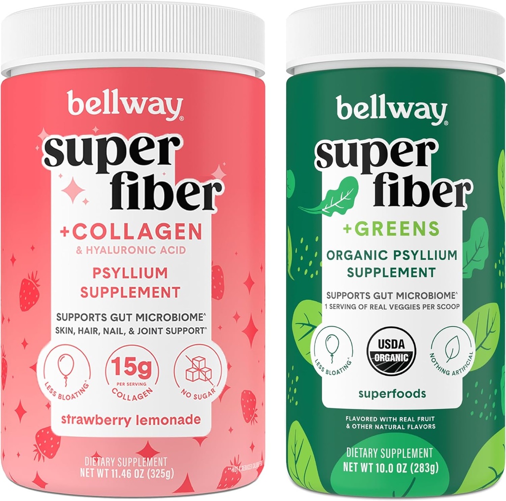 Bellway Super Fiber Powder + Collagen, Strawberry Lemonade Super Fiber + Green