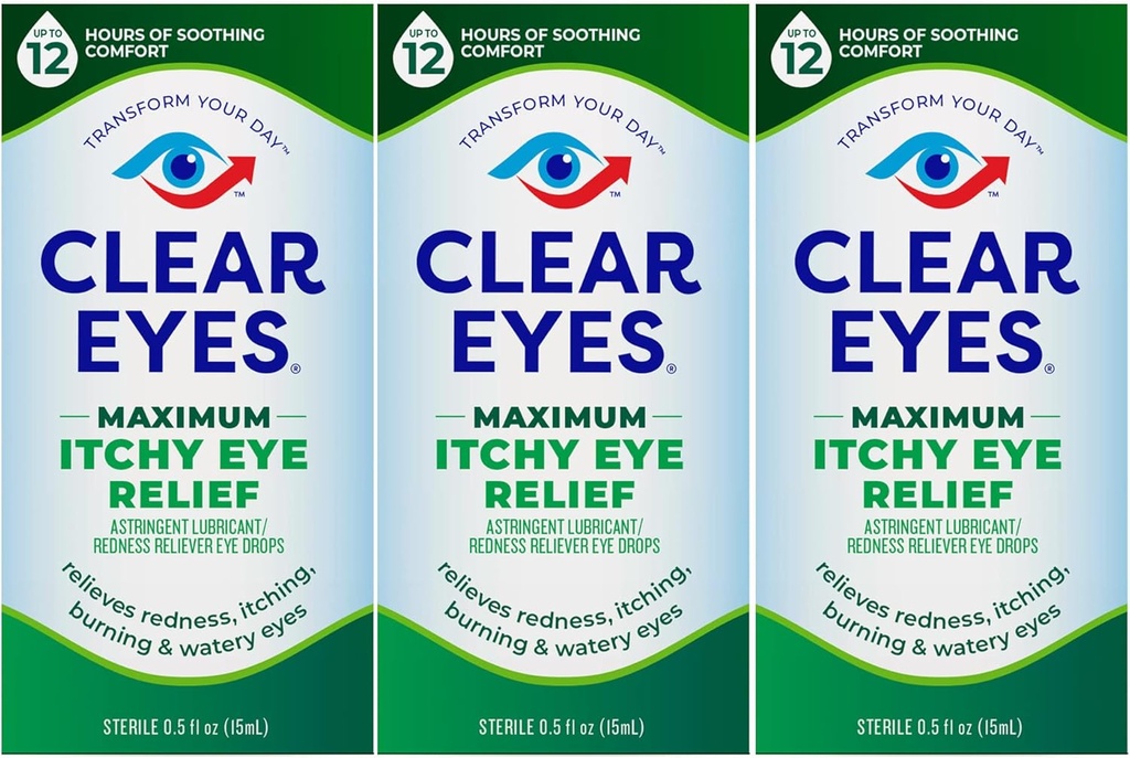 Čisté oči Maximum Itchy Eye Relief Oční kapky, 0.5 Fl Oz (balení po 3)