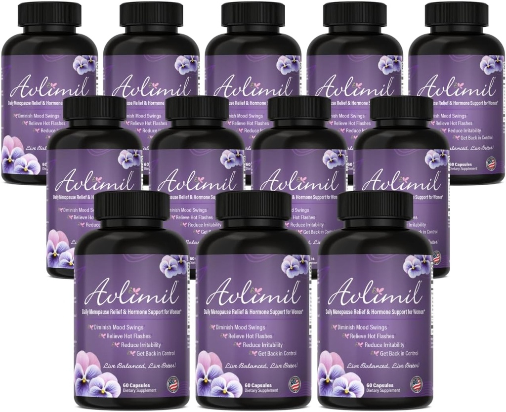 Hormon Balance & Menopauza 124; Relief from Mood Swings, Hot Flashes, Night Sweats & Irritability - Isoflavones, Black Cohosh, Malina, Valerian, Sage, Red Clover, Lemon Balm - 60 Počet (12)