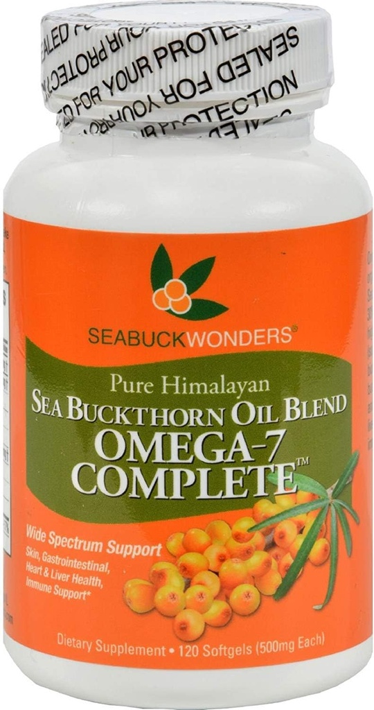 Seabuck Wonders Sea Buckthorn Oil Blend - 500 mg - Omega 7 Complete - Natural - Gluten Free - 120 Softgels (Balení po 2)