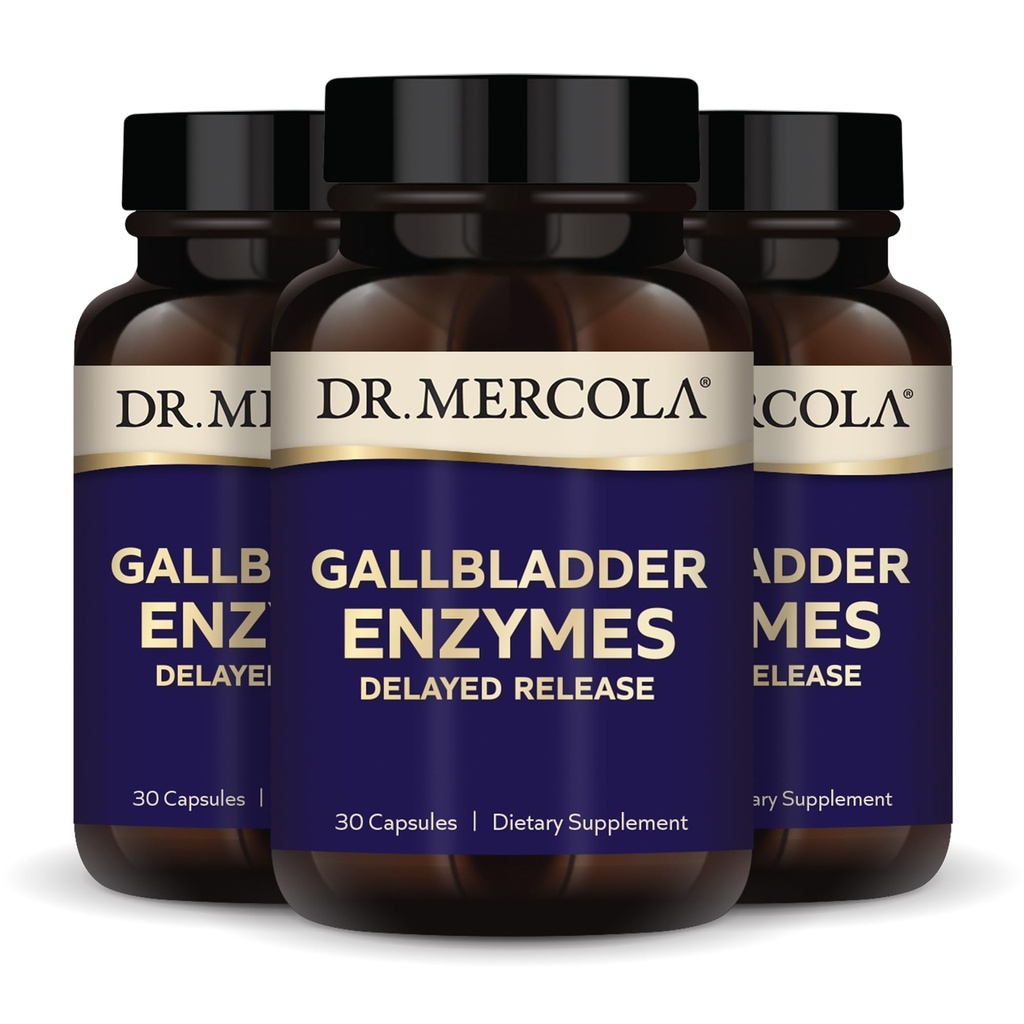 Dr. Mercola žlučník Enzymy - žlučník a trávicí podpora zdraví - Zahrnuje Pankreatický proteát, Amyláza & Lipáza - Non- GMO, gluten- Free & Soy- 90 Zpožděné uvolňování Kapsle (90 Doručování)