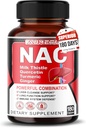 Nac dodatek N-Acetyl-L-cystein - Vylepšený s mléčným thistle + Quercetin pro optimální imunitu, dýchací, jaterní wellness (180 Počet (balení po 1))