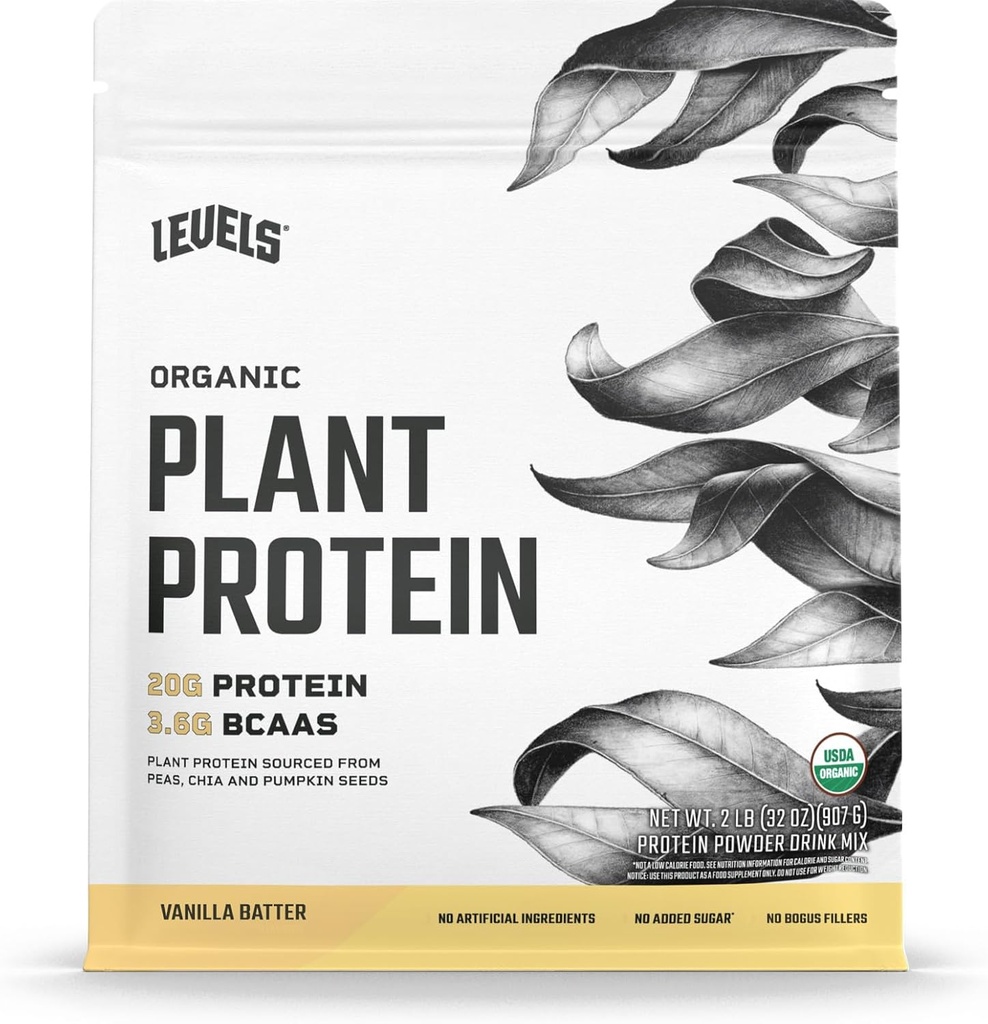 Levels Organic Plant Protein, 20G proteinu, No Manufaccials, Vanilla Batter, 2LB