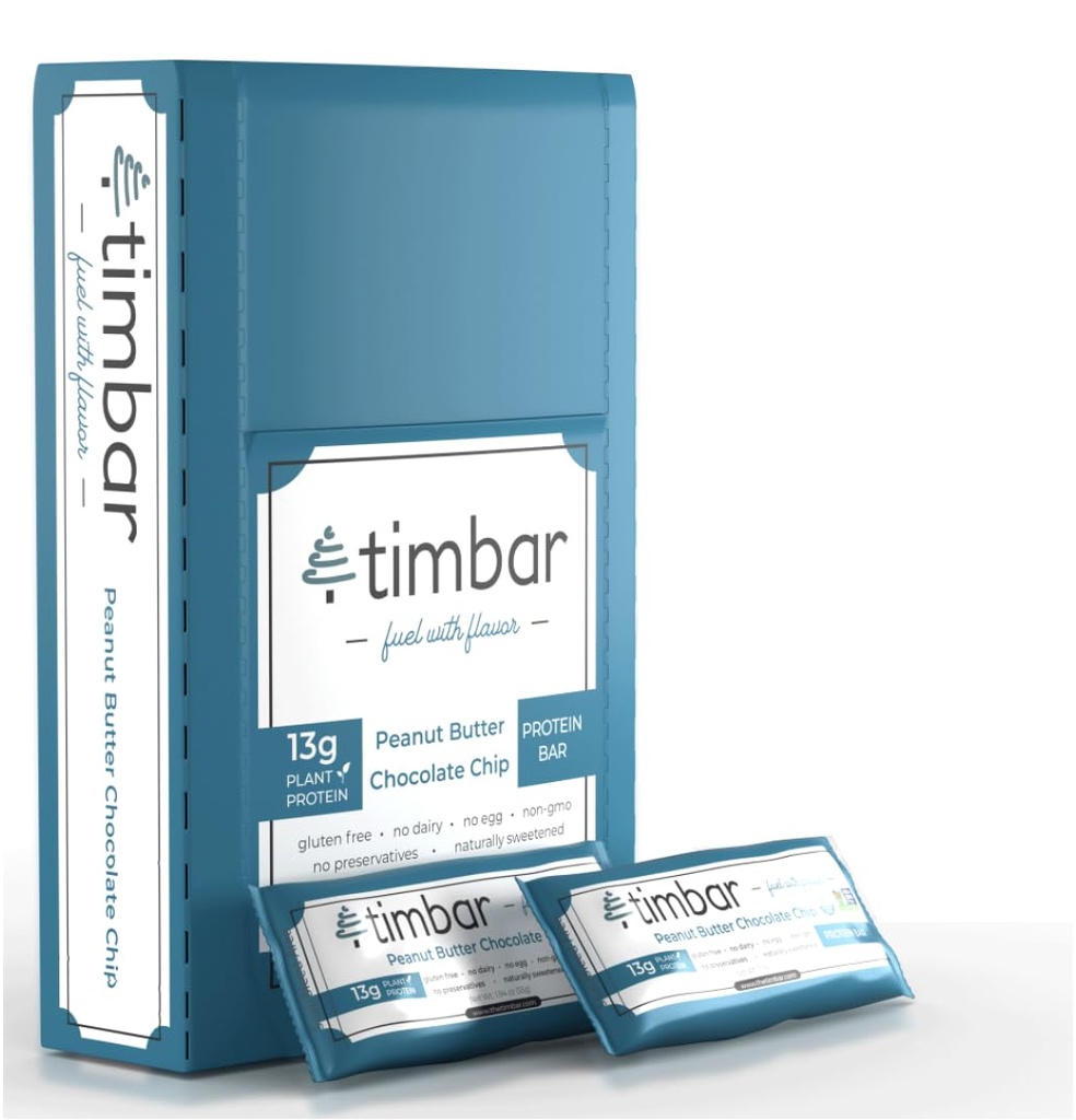 timbar Protein Bars 12 Balení 124; Plant based - Energy & Nut Bary s 13g protein curren124; Gluten Free, Non-GMO, Dairy Free, Zdravý On-the- Snack & Strava výměna (12 Balení, arašídové máslo)