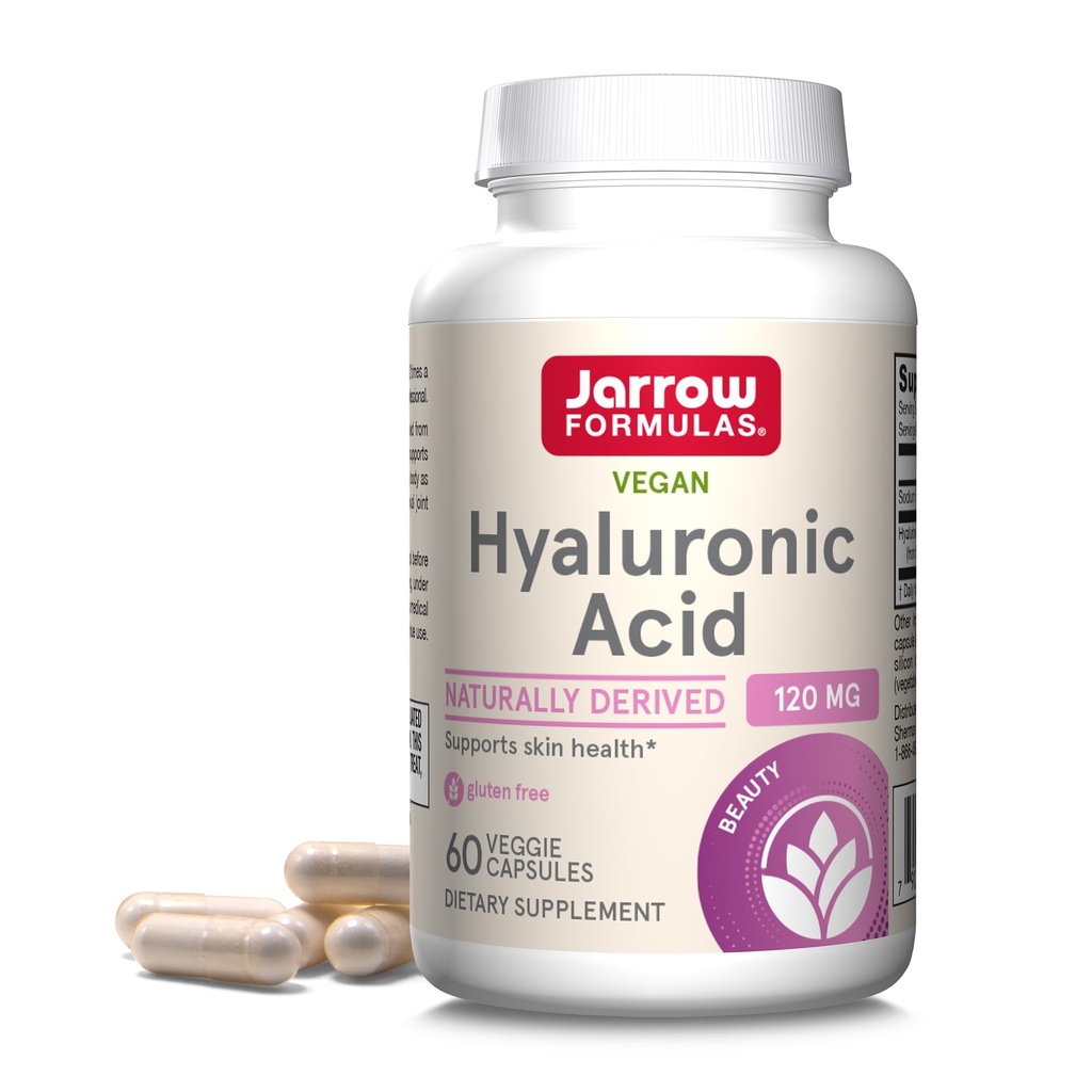 Jarrow Dispersas Hyaluronic Acid 120 mg, Dietní dodatek, Podpora zdraví pokožky, 60 Veggie Kapsle, Až 30 denní zásobování