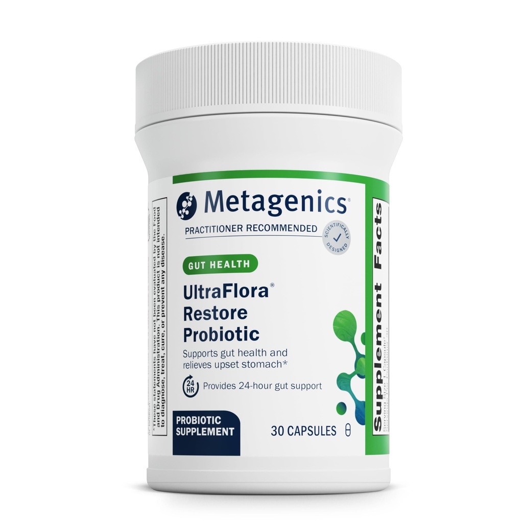 Metagenika UltraFlora Obnovit Probiotic - Probiotika Pro Intestinální Flora Podpora * - Relief of Occasional Loose Stolls * - Probiotika pro stravitelné zdraví * - Non- GMO & Gluten- Free - 30 Kapsle