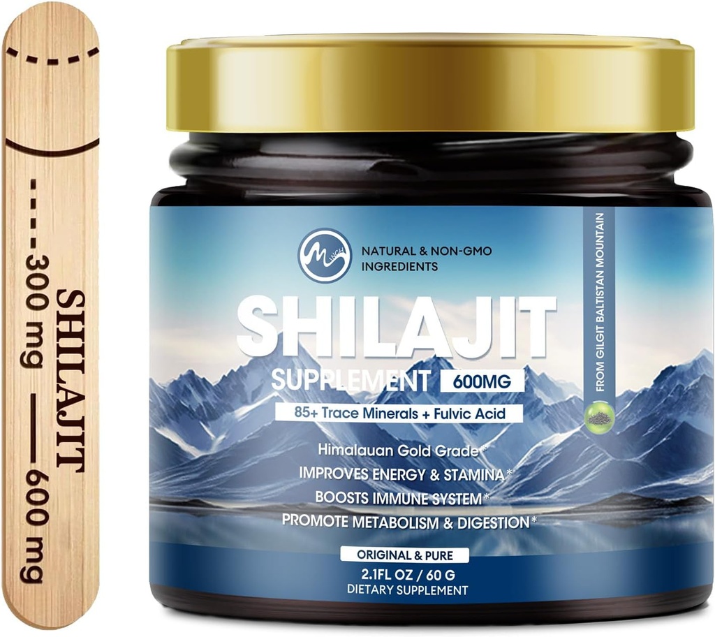 M inch 600mg Shilajit Pure Siberia Organic Shilajit Resin - Shilajit Resin pro muže a ženy s vysokou schopností pro energii, sílu a imunitu