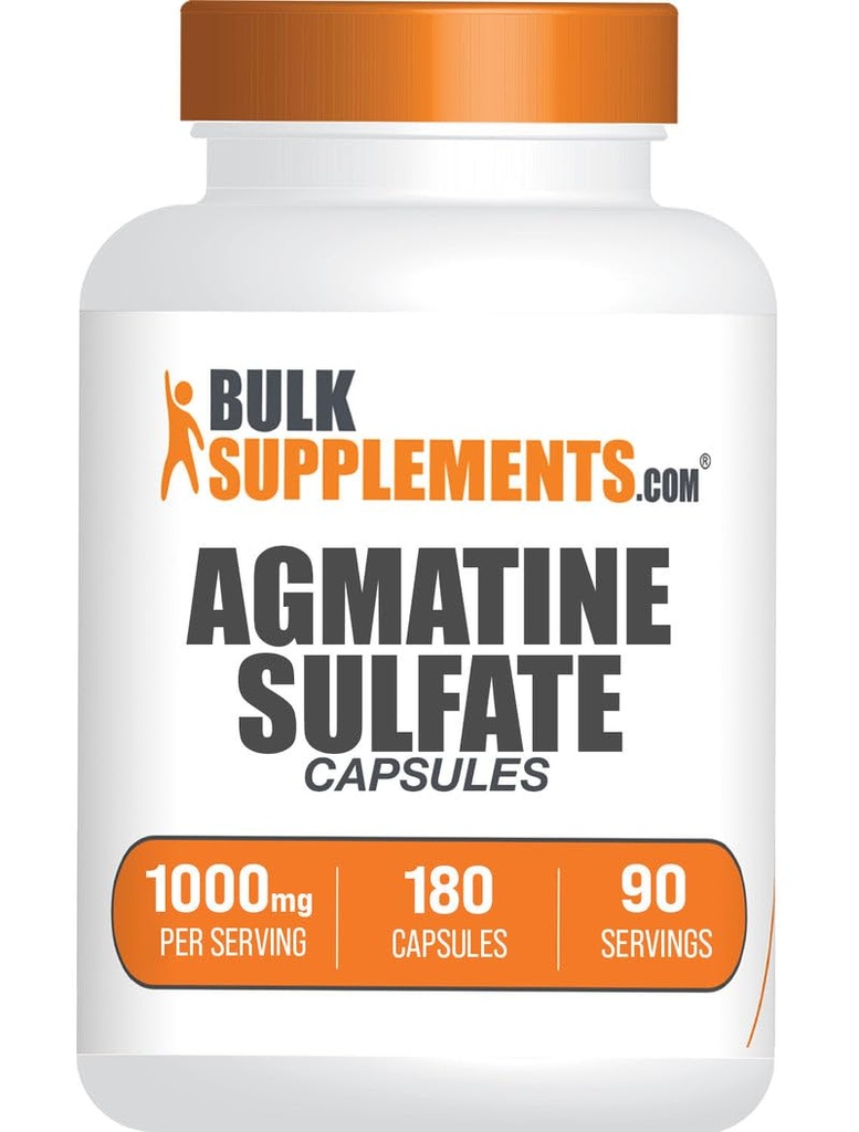 BulkSupplements.com Agmatine Sulfath Kapsle - Dodatek k oxidu dusnatému, dodatek k agmatinu - Bezlepkové, 2 Kapsle per Serving, 180 Počet (Balení po 1)