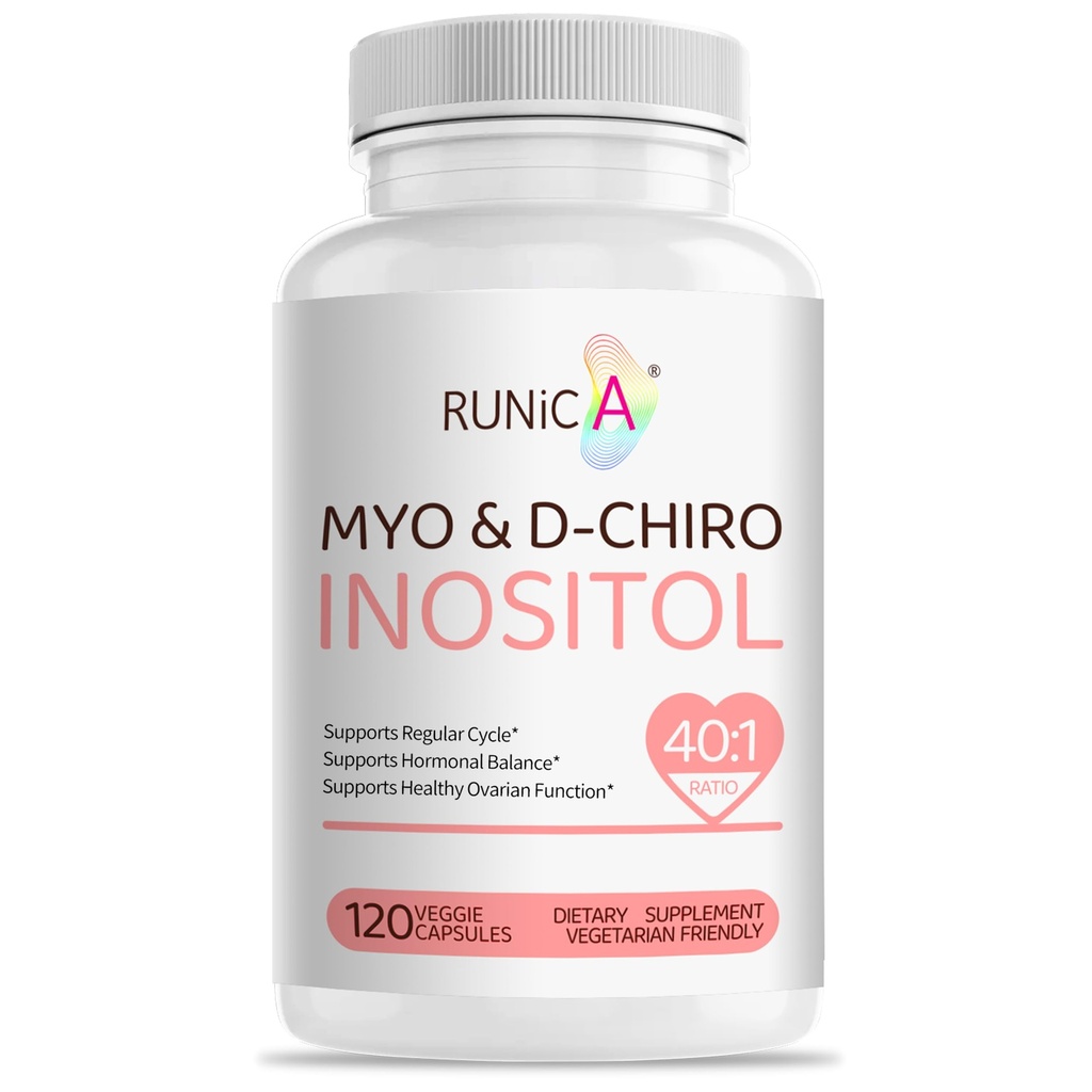 Myo- Inositol & D- Chiro Inositol Dodatek pro ženy - Ideální 40: 1 Poměr -Podpora hormonální rovnováhy a plodnosti a ovariální zdraví - Vegan Powder Kapsle - 120 Kapsle 30- denní zásobování