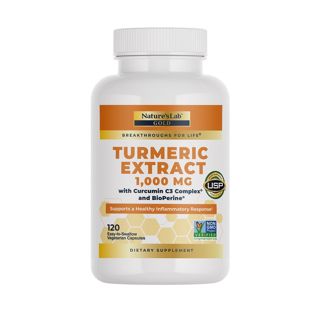 Přírodní laboratorní kurkumin C3 Complex 1000mg - Kurkumový extrakt 1000mg & BioPerine 5mg Standardizovaný na 95%, Promotes Kardiovaskulární, imunitní, kloubní, kožní zdraví - 120 Kapsle (60 Day Supply)