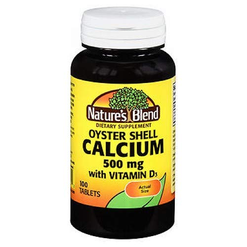 Nature 's Blend Oyster Shell Calcium 500 mg s vitamínem D3, 100 tablet (balení po 4 tabletách)