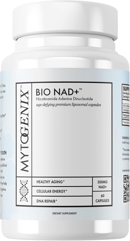 Čisté NAD + Kapsle - Nicotinamid Adenin Dinucleotid - NAD + dodatek - 60 Kapsle per Bottle- 500mg NAD + per Serving - Promotes Anti- Aging - Buněčné zdraví a funkce - Opravy DNA
