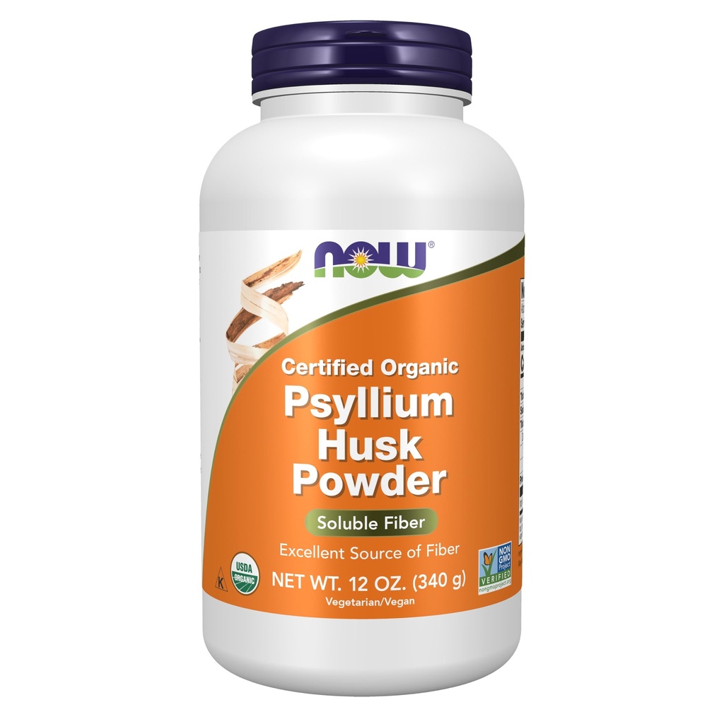 Nyní potraviny doplňky, Psylium Husk prášek, Certified Organic, Non- GMO Projekt ověřen, Soluble Fiber, 12- Ounce