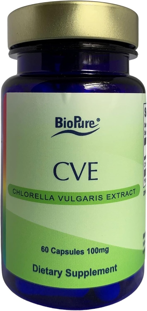 BioPure CVE Chlorella Vulgaris Extract - Nutritional-Dense, Nutraceutical Superfood Balené s bílkovinami, Vitamíny, Minerály & Amino kyseliny, které podporují metabolismus, Detox & Imunity - 60 Kapsle