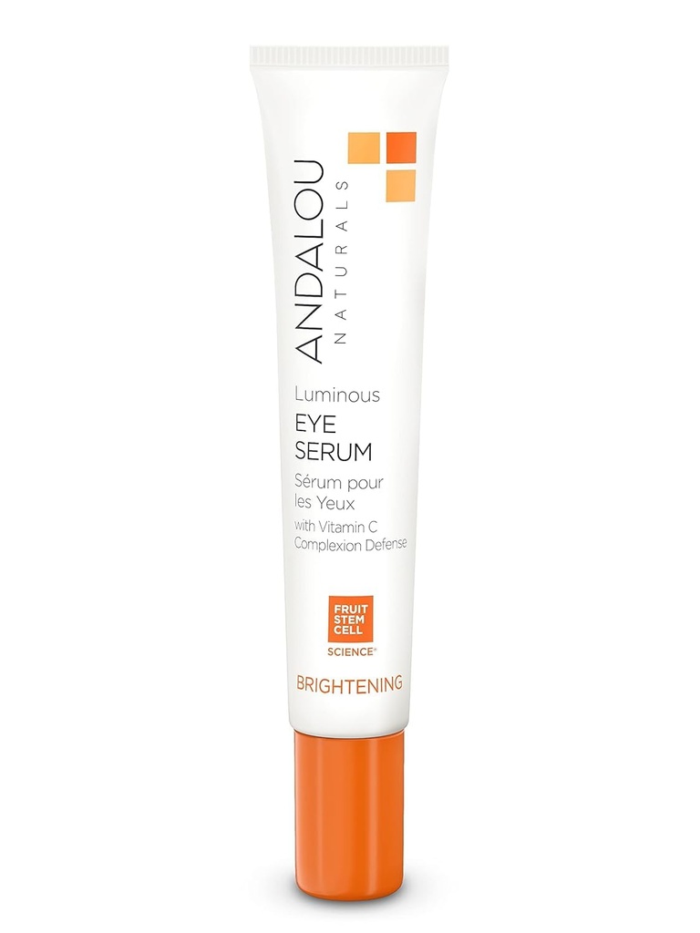 Andalou Naturals Liminous Eye Serum, Osvětlující oční krém pro tmavé kruhy a Puffness, Vitamin C, Kofein & Goji Glykopeptidy pro omlazené, obnovené, těsnější vzhled, 0.6 Ounce