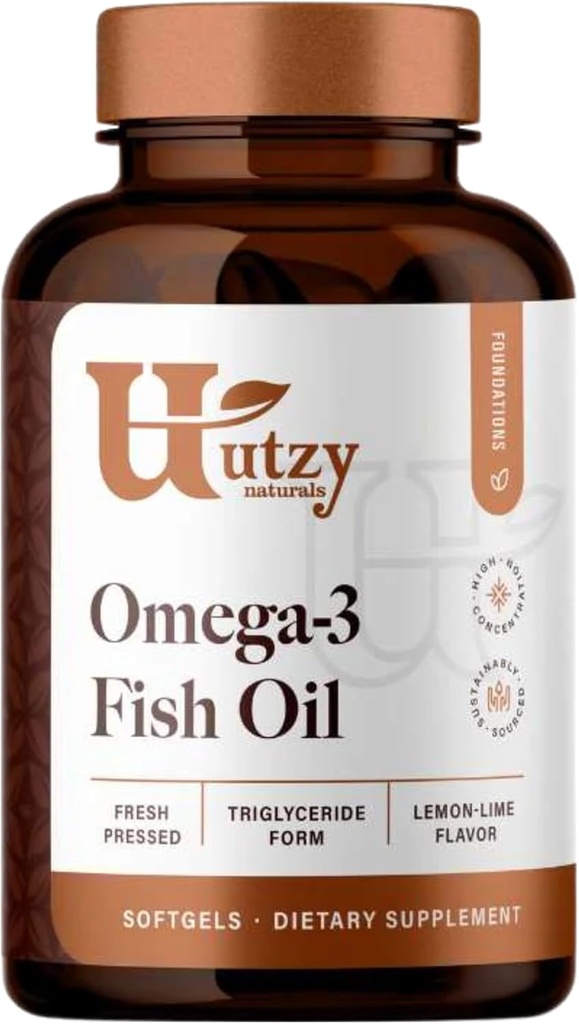 Utzy Naturals Omega33 Fish Oil 124; 800 mg Omega33 Omega33 124; s EPA a DHA 124; Natural Lemon Flavor Omega34; 60 Softgels