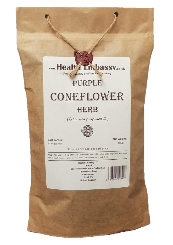 Zdravotní ambasáda Purple Coneflower Herb IR 124; Echinacea Purpurea L IR 124; Bylinný čaj (100g)