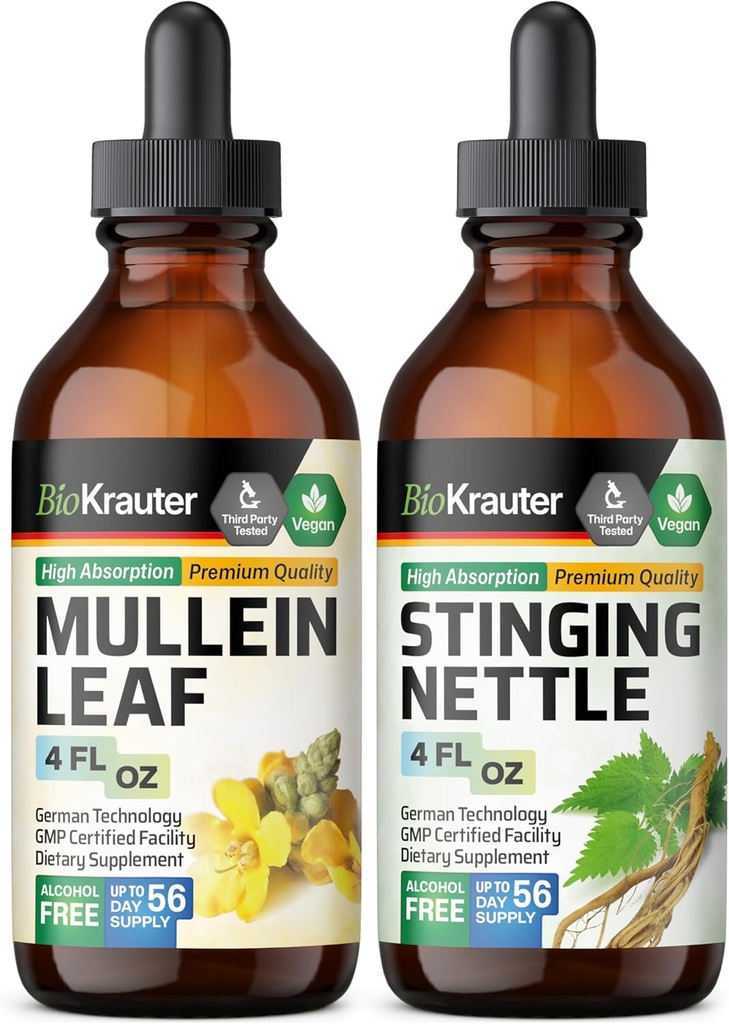 BIO KRAUTER Mullein Tincture 4 Fl. Oz. & Stung Nettle Tincture 4 Fl. Oz.
