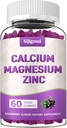 Vápník Magnesium zinkové gumy s vitaminem C D3 K2, vápník gumy pro kosti, svalů, klid a Zzz podpora, vysoká absorpční vzorec s hořčíkem zinkový folát draslík, bezinky ochucené 60 Counts