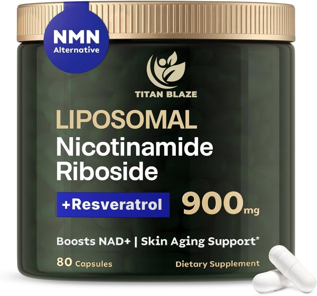 NAD + Nikotinamid Ribosid s Resveratrol & Quercetin NMN Alternative - Premium Anti- Aging Supplement for Energy, Focus, and Cellular Support - 80 High- Purity Capsules 900mg