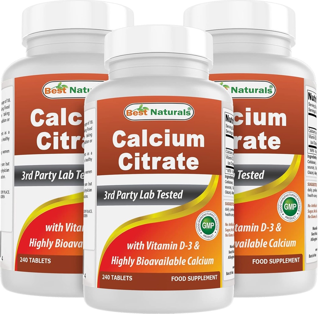 Nejlepší Naturals vápník Citrát s vitamínem D-3 240 Tablety (240 Počet (balení po 3))