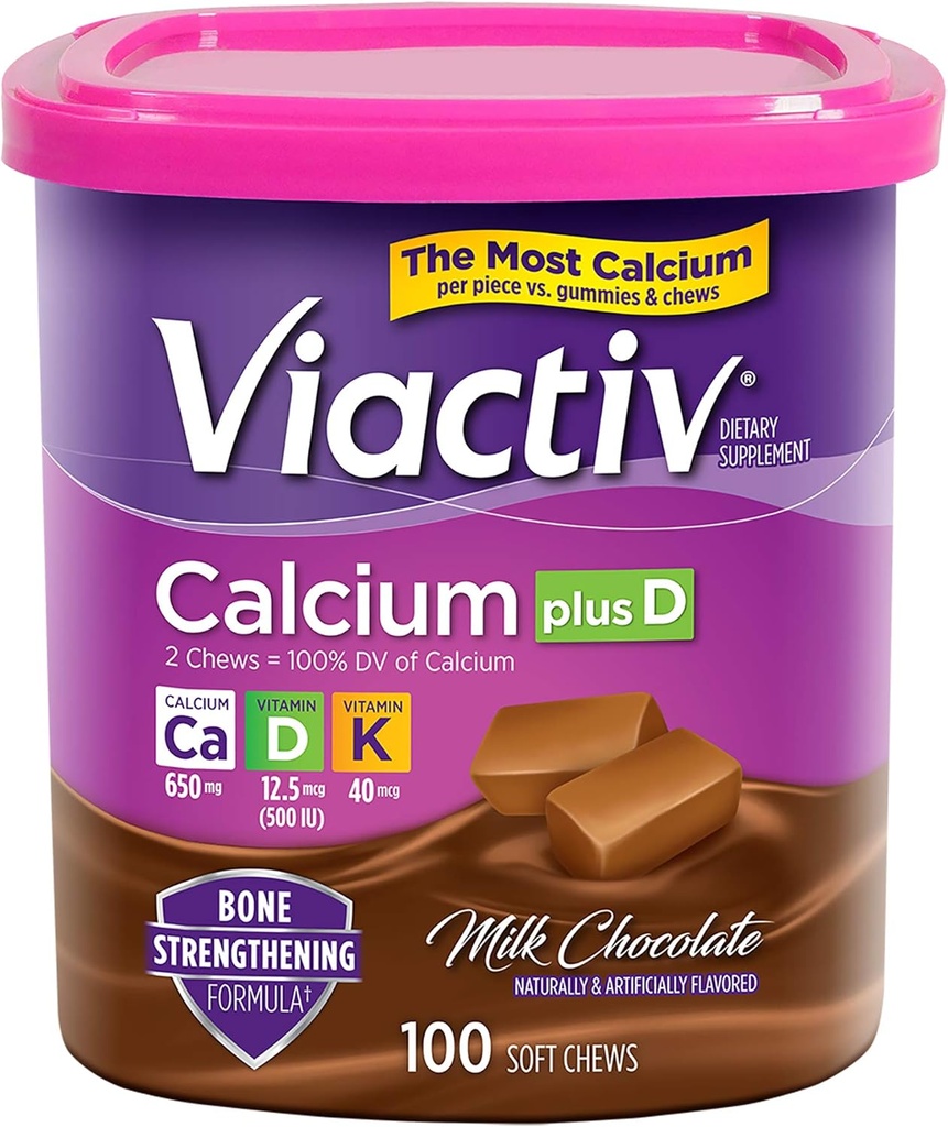 Viactiv vápník + vitamin D3 dodatek měkké Chews, mléčná čokoláda, 100 Chews - Vápník Dietní dodatek pro zdraví kostí