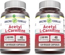 Amazing Appendias Acetyl L-Carnitin 1500 Mg Per Serving Veggie Kapsle Dodatek 124; Non-GMO CLAS124; Gluten Free CLAS124; Made in USA CLAS124; Vhodné pro vegetariány (120 Počet) 124; Balení po 2