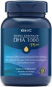 GNC Triple Strength DHA 1000 Mini Omega 3 dodatek, 1000mg, Ultra koncentrovaný, vysoká potence, podporuje vývoj mozku a zdravé vidění, bezproblémové, 90 Mini Softgels, 45 SVG, 45 denní dodávka