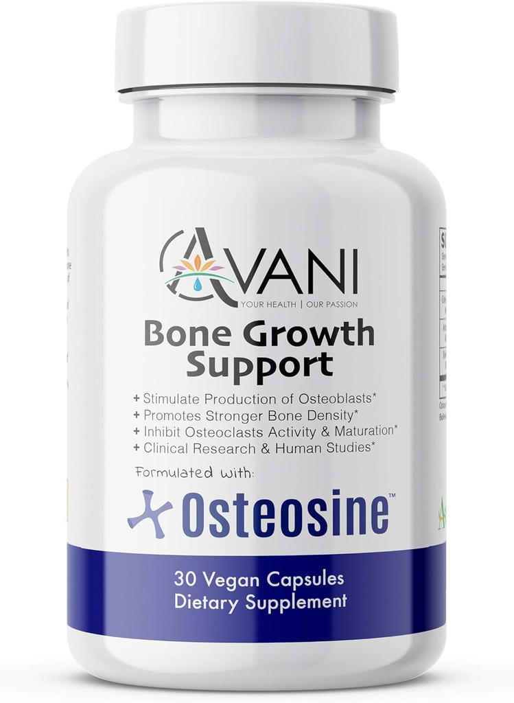 Avani Zdraví - Osteosin Bone Growth Support - Zvýšit hladinu vápníku a sílu kostí - Zvýšená absorpce s BioPerine a AstraGin - Gluten zdarma Kostní dodatek - 30 Vegan Kapsle