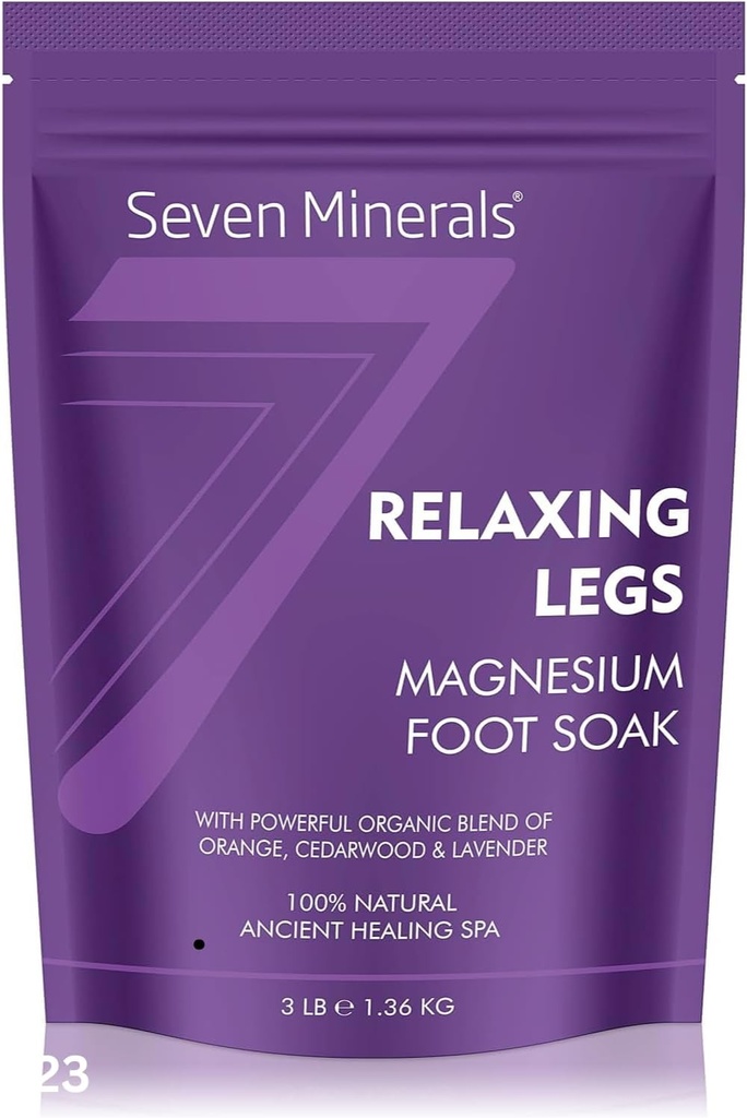 Sedm minerálů uvolňující nohy Chlorid hořečnatý Flakes 3lb - Absorbs lepší než Epsom Salt - Unique Foot Soak Formule pro unavené nohy a nohy křeče - s pomerančem, Cedarwood & Lavender