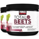 Force faktor Total Beets Drink Mix Superfood Powder with Nitrates to Support Circulation, Oxid dusičný, Energie, Vytrvalost, a Stamina, Kardiovaskulární srdeční zdraví dodatek, 60 Služeb, 2-Pack