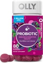 OLLY Probiotický Gummy, Imunitní a trávicí podpora, 1 bilion CFU, Žvýkací Probiotický dodatek, Berry, 40 denní dodávka - 80 Počet