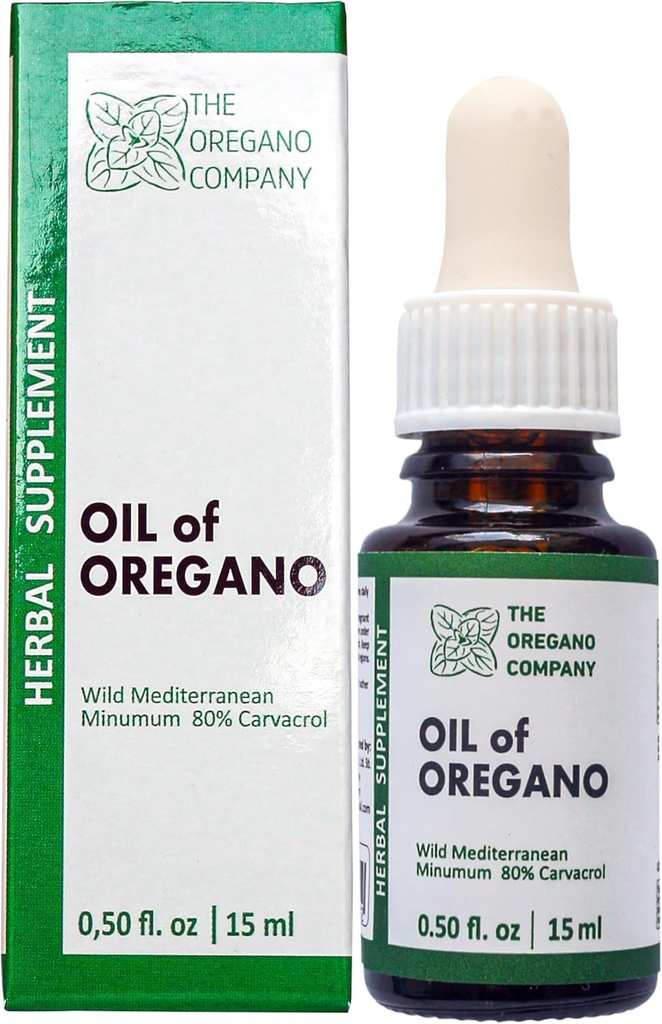 OREGANO COMPANY - olej oregano 0.50 f. oz 15 ml tekuté, kapky, Vegan, Vegetariánské, Aceite De Oregano, jedlé potraviny stupeň doplňky, High Natural Carvacrol Potency, Wild Oregano olej extrakt tinktura