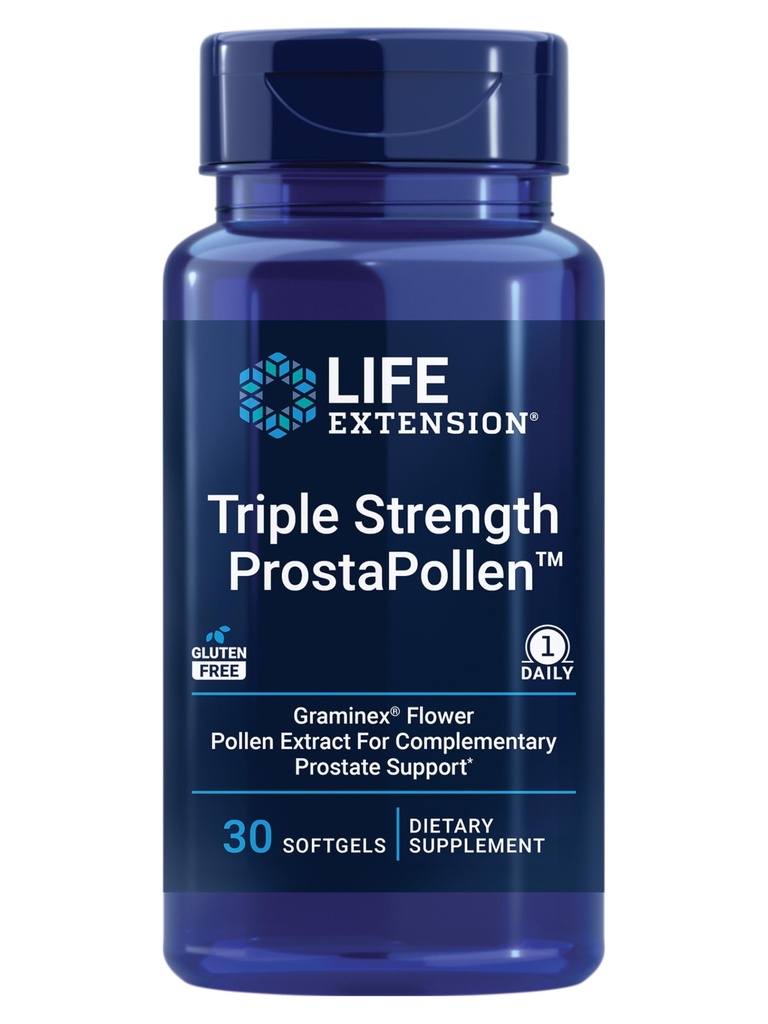 Life Extension Triple Strength ProstaPollen ™, Prostate Health, Prostate Function, Flower Pollen Extract, Gluten Free, 30 softgelů